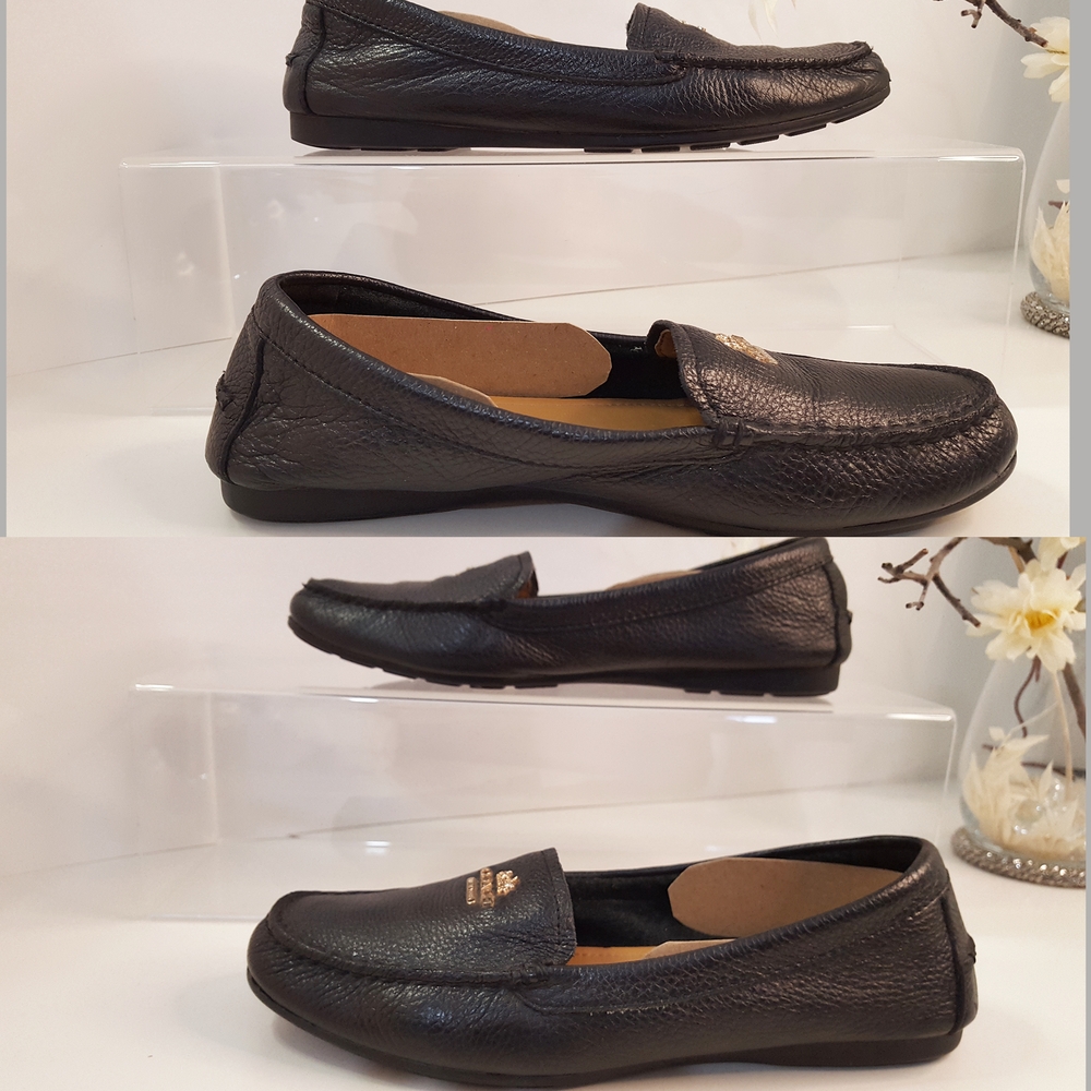 Coach💋Black Leather Slip-On Marley Driver loafer flats - Picture 6 of 12